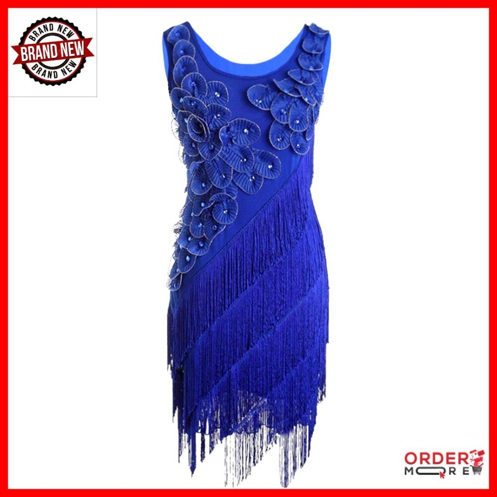 Plus Size Flapper Dress with Beaded Fringe, 1920s Gatsby Cocktail Party